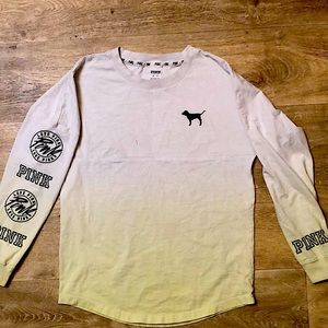 Victoria’s Secret PINK long sleeve ombre colored (white to yellow) top